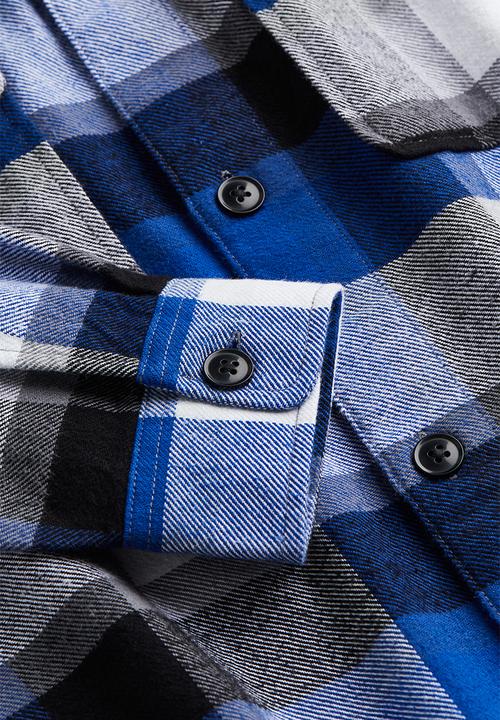 H&M - Loose fit twill overshirt - Blue Checked
