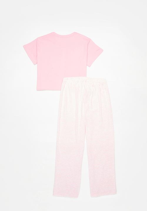 Pop Candy - Tee & pants pj set-pink & stripe