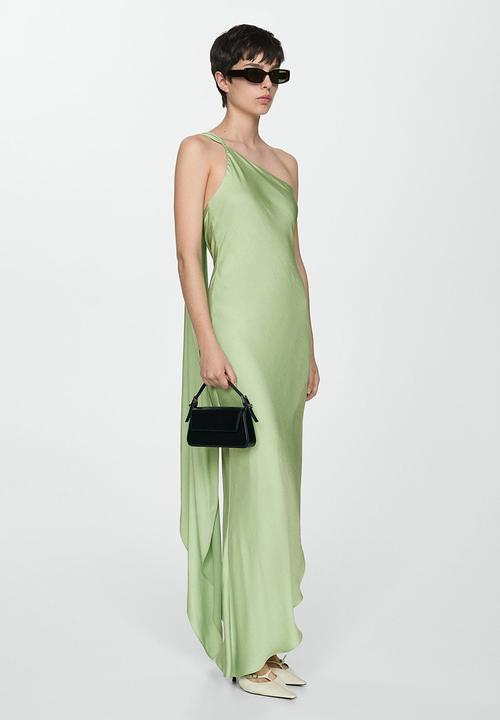slim fit dress slacks Simple light green satin long prom dress, green evening dress – dresstby main image 1