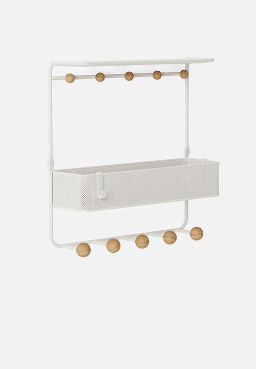 Umbra - Estique shelf with hooks - white