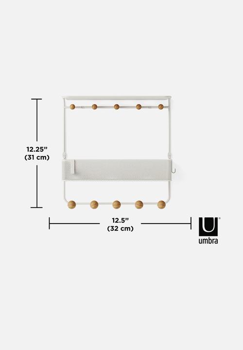 Umbra - Estique shelf with hooks - white