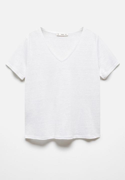 MANGO - Plus t-shirt linto - white
