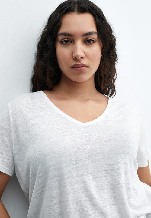 MANGO - Plus t-shirt linto - white