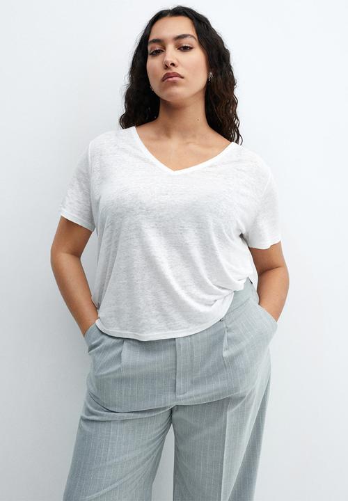 MANGO - Plus t-shirt linto - white