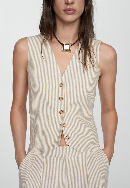 MANGO - Waistcoat bali - light beige