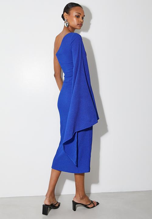 VELVET - Volume sleeve midi dress - blue
