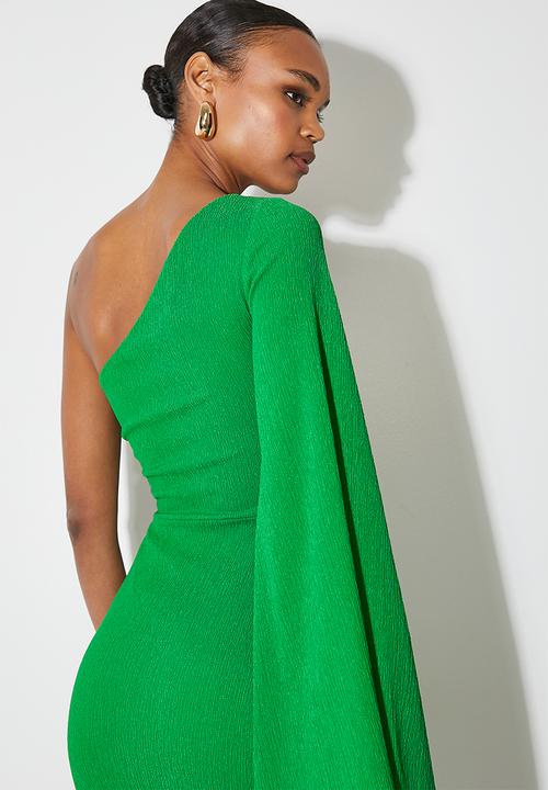 VELVET - Volume sleeve midi dress - green