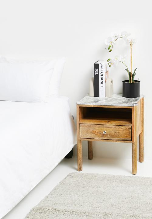Sixth Floor - Kenya marble & wood Side Table-Natural
