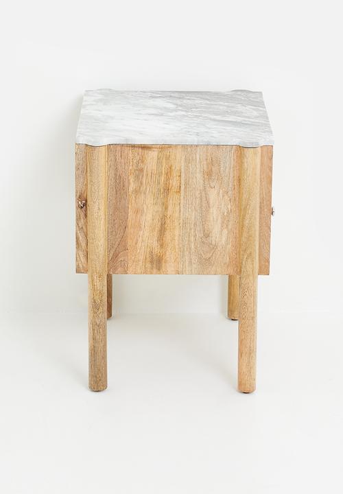 Sixth Floor - Kenya marble & wood Side Table-Natural