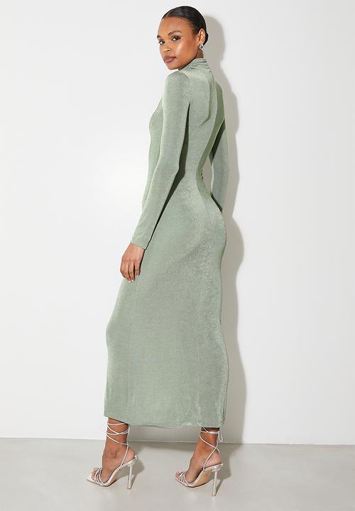 VELVET - Column midi dress - sage