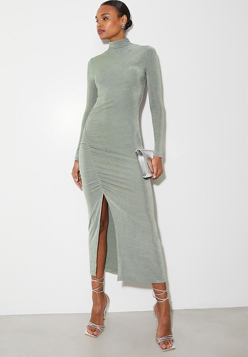 VELVET - Column midi dress - sage