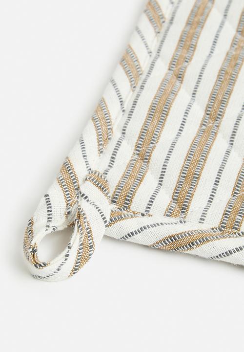 Excellent Houseware - Stripy pot holder - taupe