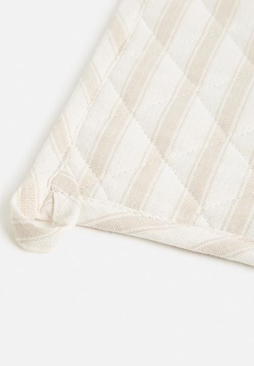 Excellent Houseware - Stripy pot holder - cream