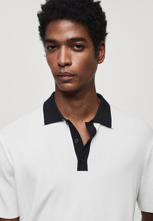 MANGO - Polo Shirt Rayo - White