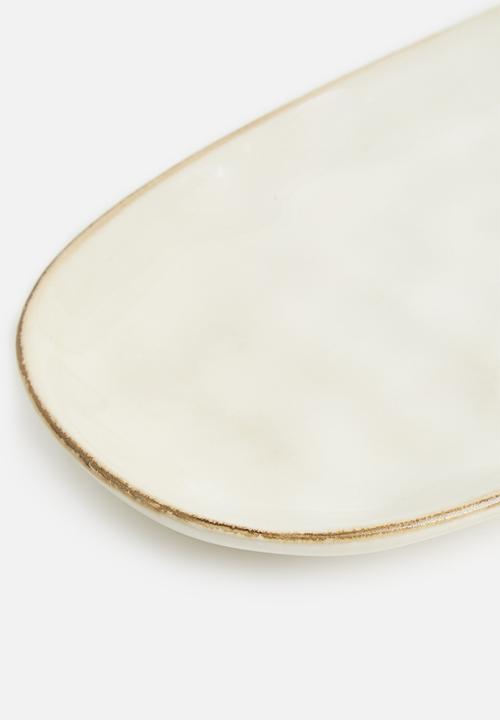 Excellent Houseware - Marta stoneware platter - Natural