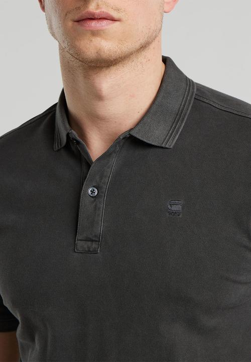 G-STAR - Dunda overdyed slim polo s\s - dk black gd