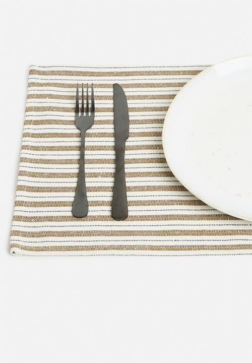 Excellent Houseware - Stripy placemat set of 4 - taupe