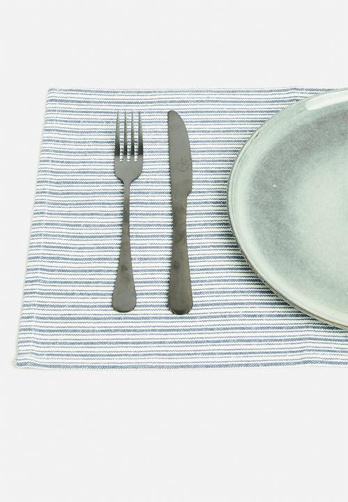 Excellent Houseware - Stripy placemat set of 4 - blue