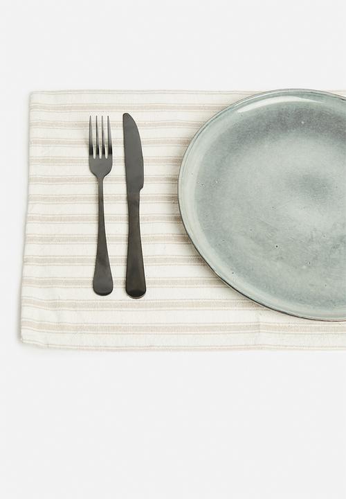 Excellent Houseware - Stripy placemat set of 4 - cream