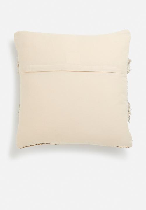 H&S - Zigzag stripe jute cushion - mustard & natural
