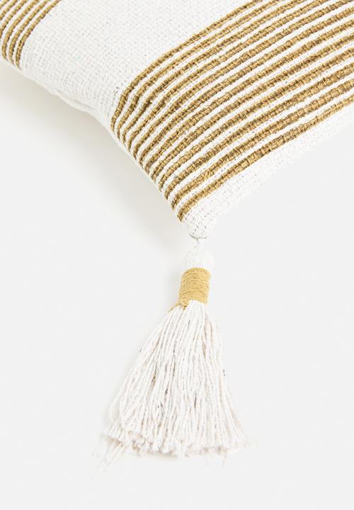 H&S - Coop tassel cushion - natural & mustard
