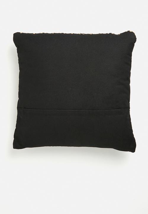 H&S - Diamond check jute cushion - black