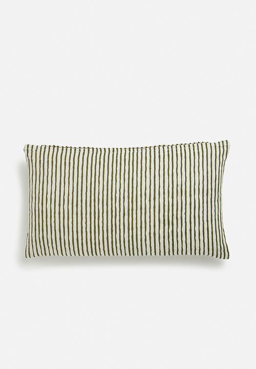 H&S - Milly stripe cushion - olive