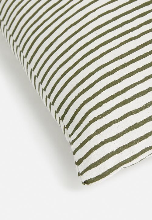 H&S - Milly stripe cushion - olive