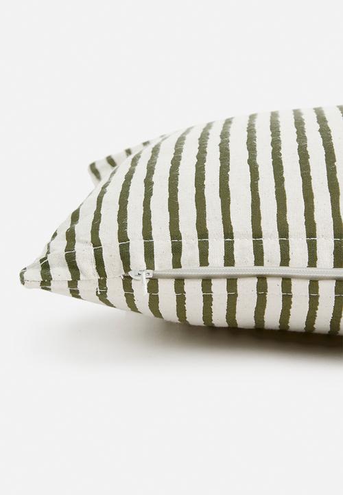 H&S - Milly stripe cushion - olive