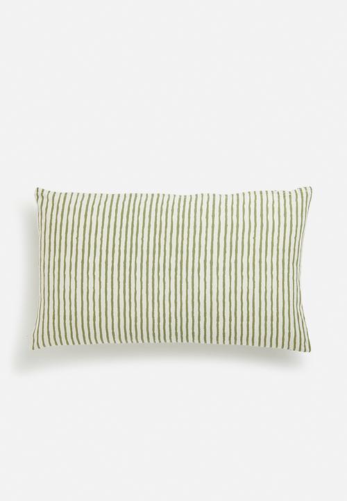 H&S - Milly stripe cushion - green