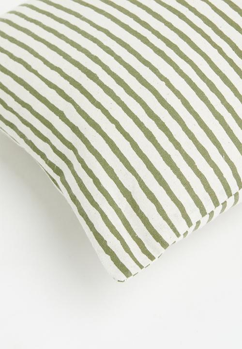 H&S - Milly stripe cushion - green