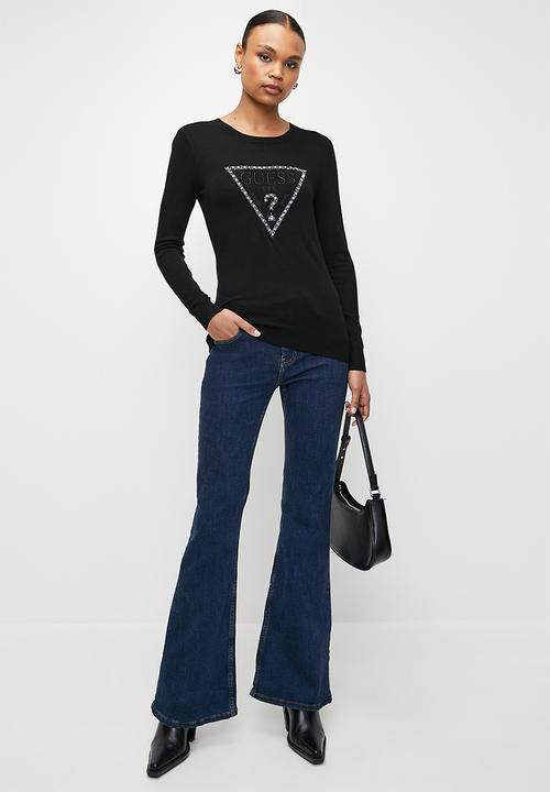 GUESS - Rosalie Triangle Logo Rn Sweater - Jet Black A996