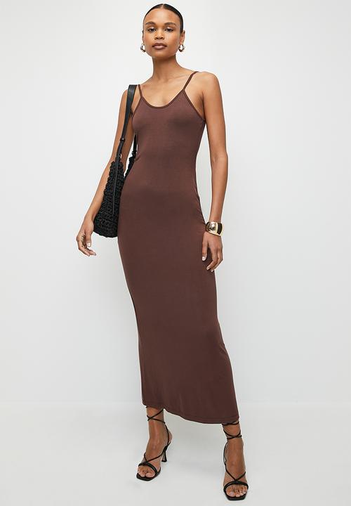 Superbalist - 2 Pack Strappy Bodycon - choc & beige