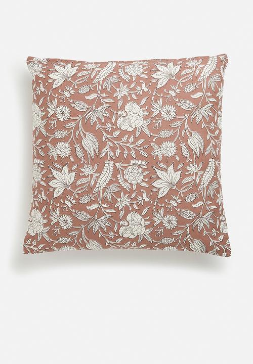H&S - Bell block print cushion - rust
