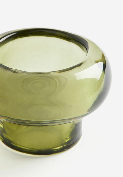 H&M - Glass candle holder - green