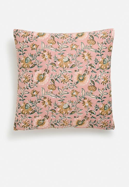 H&S - Bell block print cushion - pink