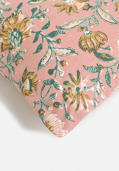 H&S - Bell block print cushion - pink
