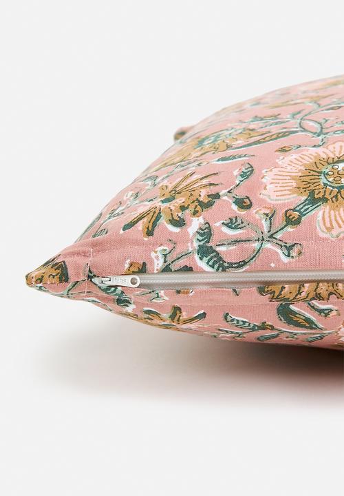 H&S - Bell block print cushion - pink