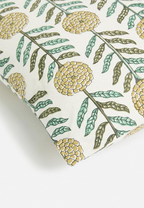 H&S - Bell block print cushion - natural