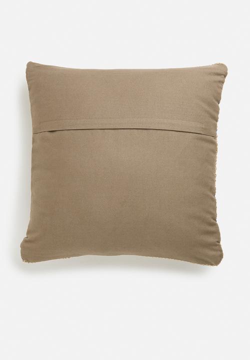 H&S - Twin strip jute cushion - blue & natural