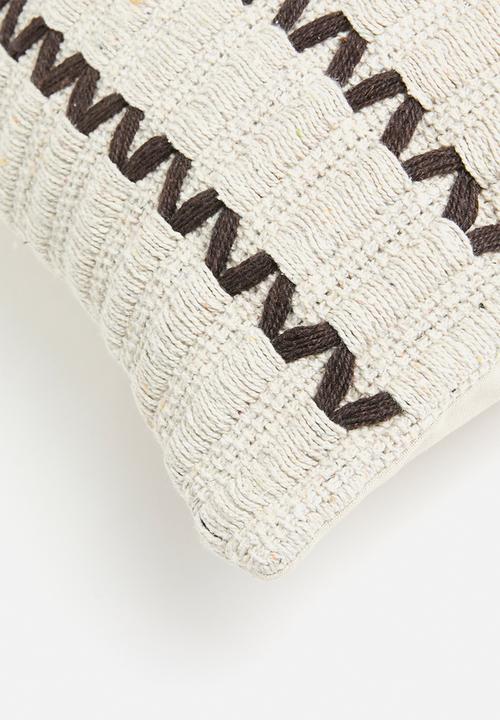 H&S - Diamond block jute cushion - black & natural