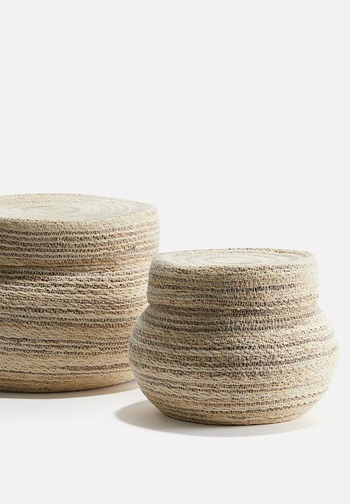 H&M - Small handmade straw box - beige
