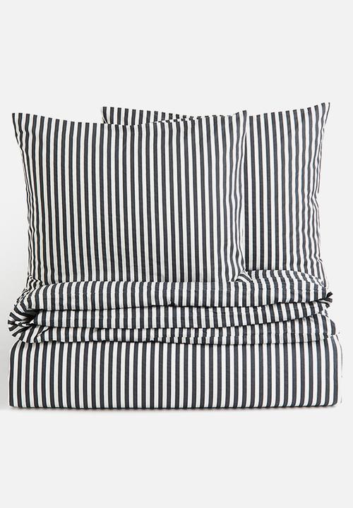 H&M - Cotton double/king duvet cover set - black multi