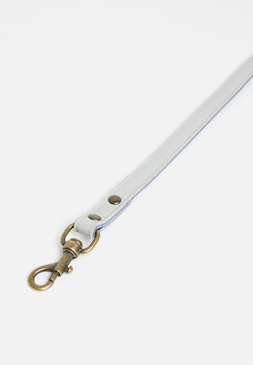 Houndstooth - Leather Handle Lead - indigo/grey