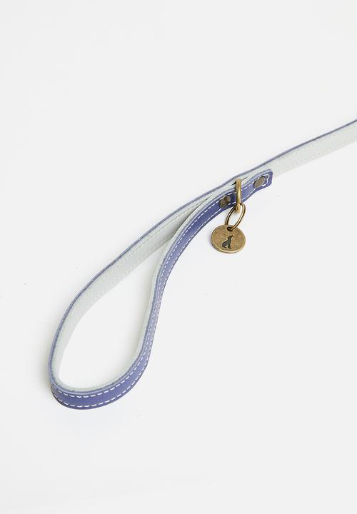 Houndstooth - Leather Handle Lead - indigo/grey
