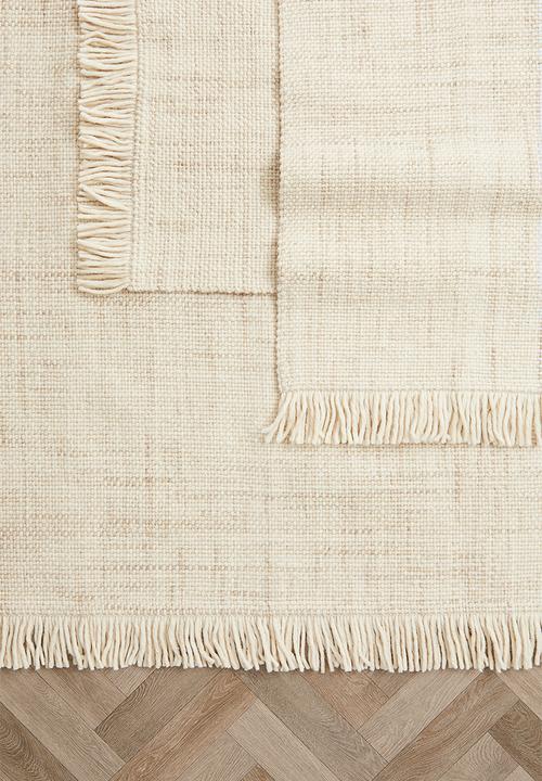 H&M - Fringed wool-blend rug - beige