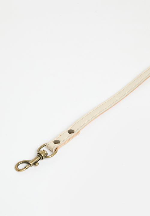 Houndstooth - Leather Handle Lead - Hazelnut/latte