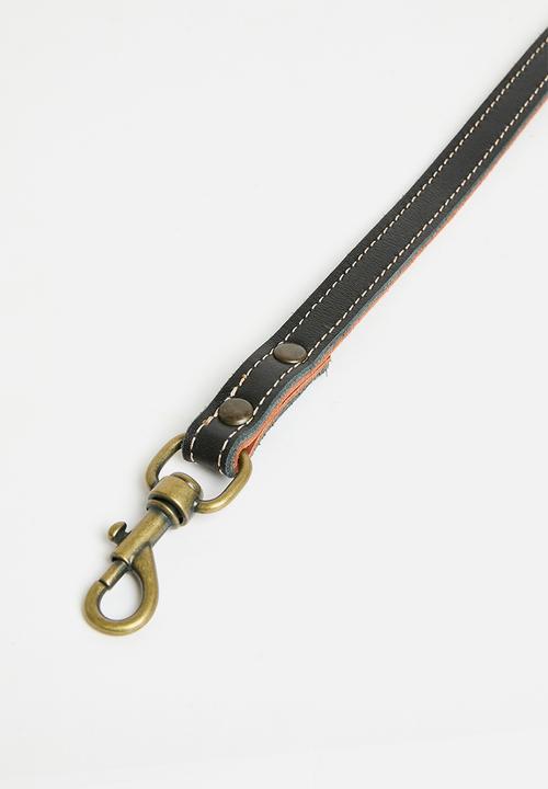 Houndstooth - Leather Handle Lead - tobacco/black