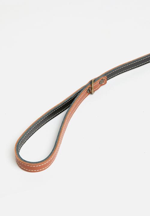 Houndstooth - Leather Handle Lead - tobacco/black