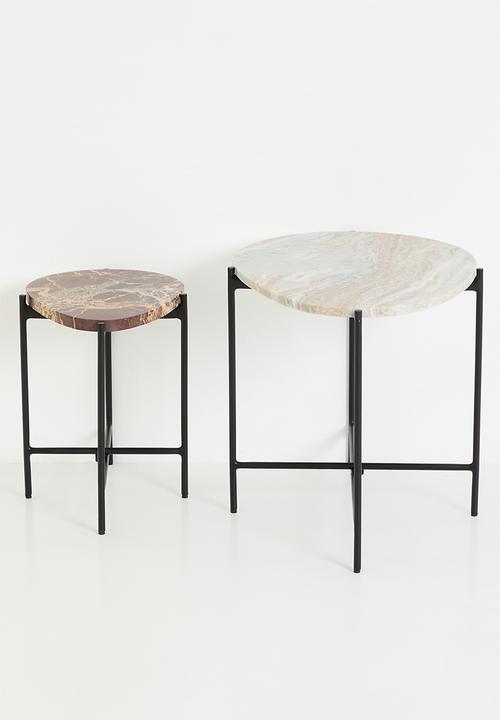SF Collection - Spence marble Nesting Tables - Natural